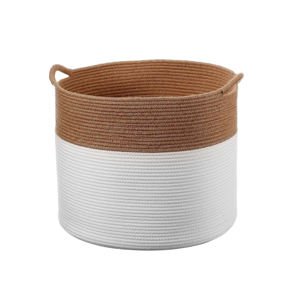 White Coiled Rope Laundry Basket Z57508