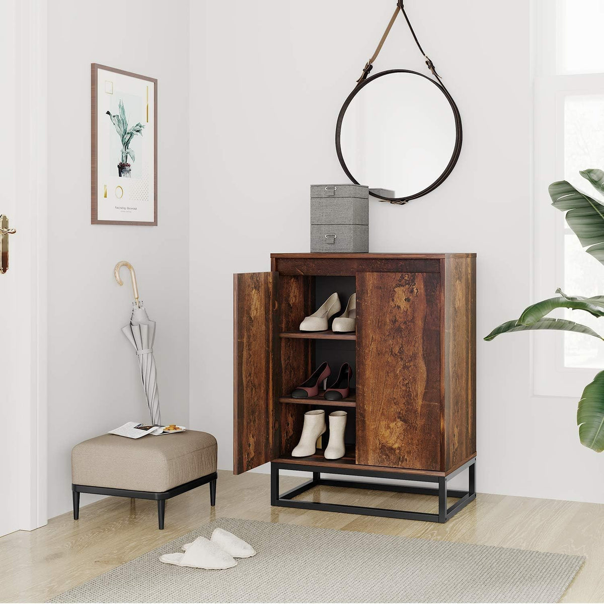 Wood Storage Cabinet with 2 Doors and Adjustable Shelf I37969