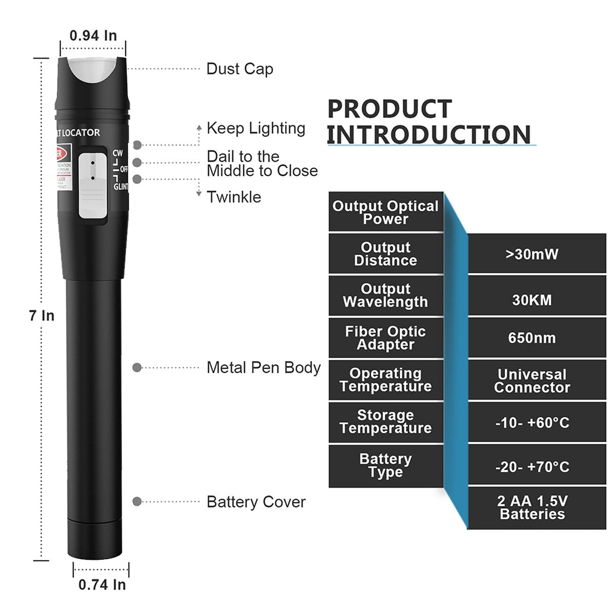 30mW Visual Fault Locator FC/LC Connector Kit H10938