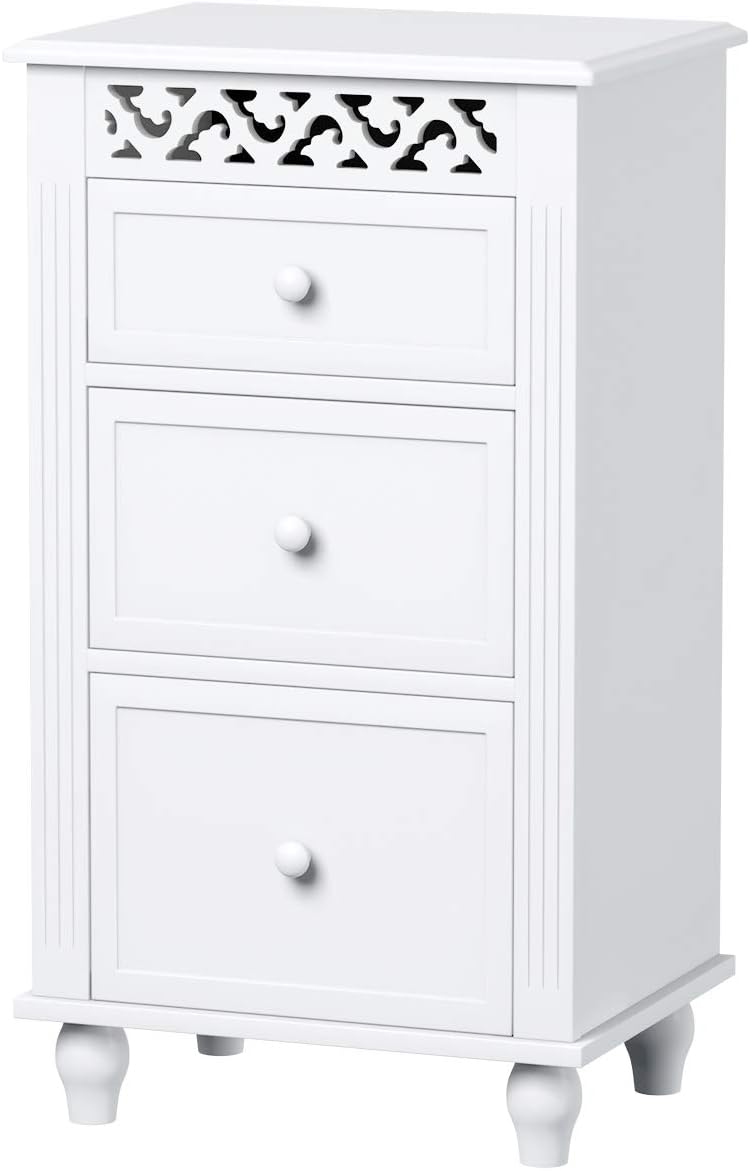 White 3 Drawer Wood Storage Cabinet Z799230
