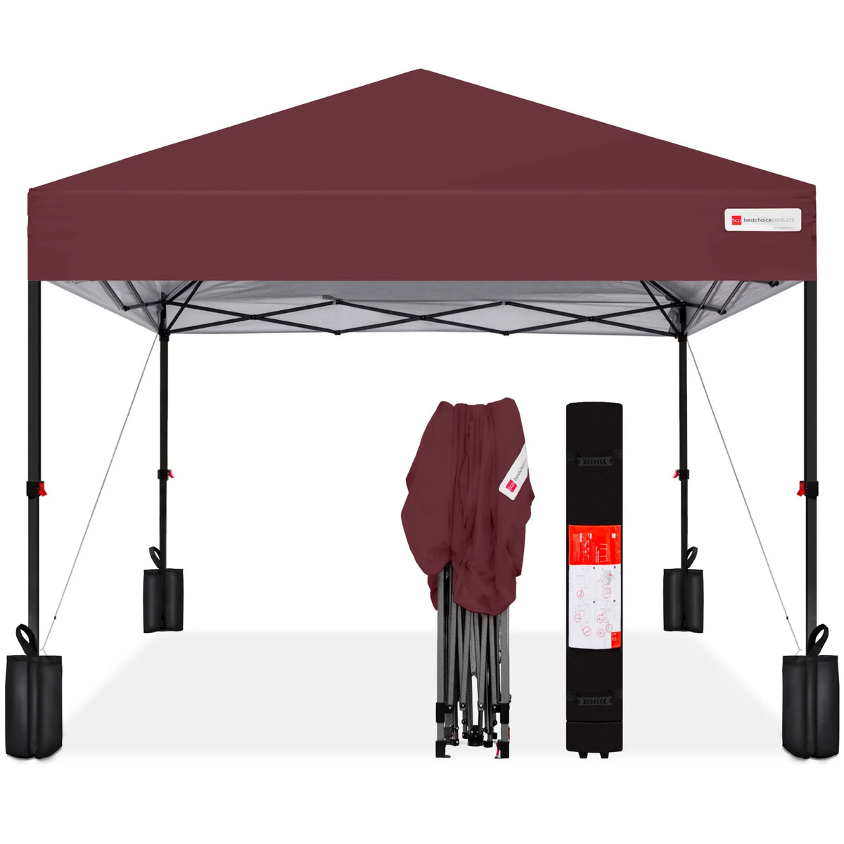 10x10ft Pop Up Canopy with Wheeled Case and 4 Weight Bags Q471