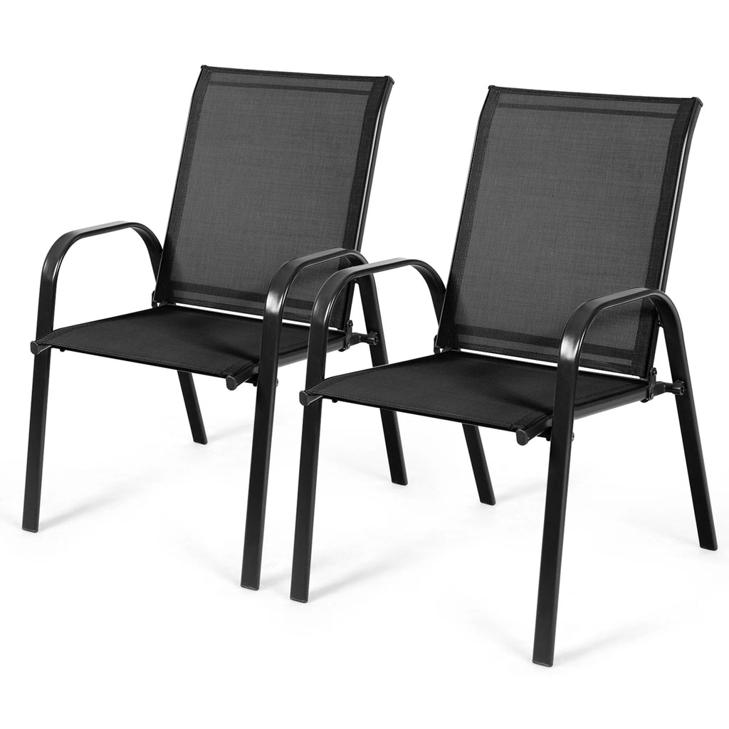 Set of 2 Grey Steel Patio Chairs H730
