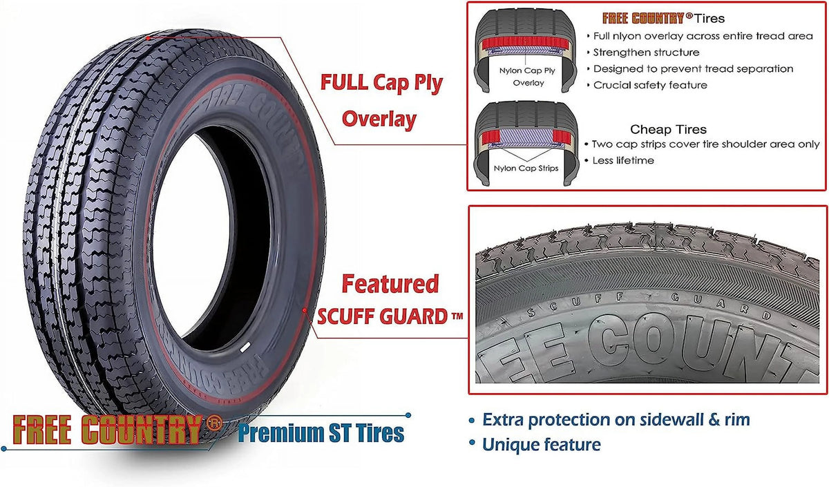 Set 4 Trailer Radial Tires ST225/75R15 10 Ply Load Range E Y30011