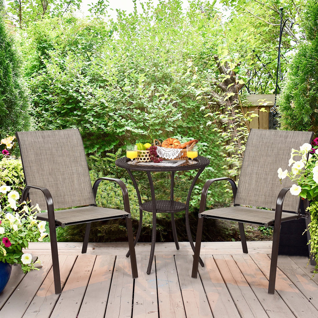 Set of 2 Grey Steel Patio Chairs H730