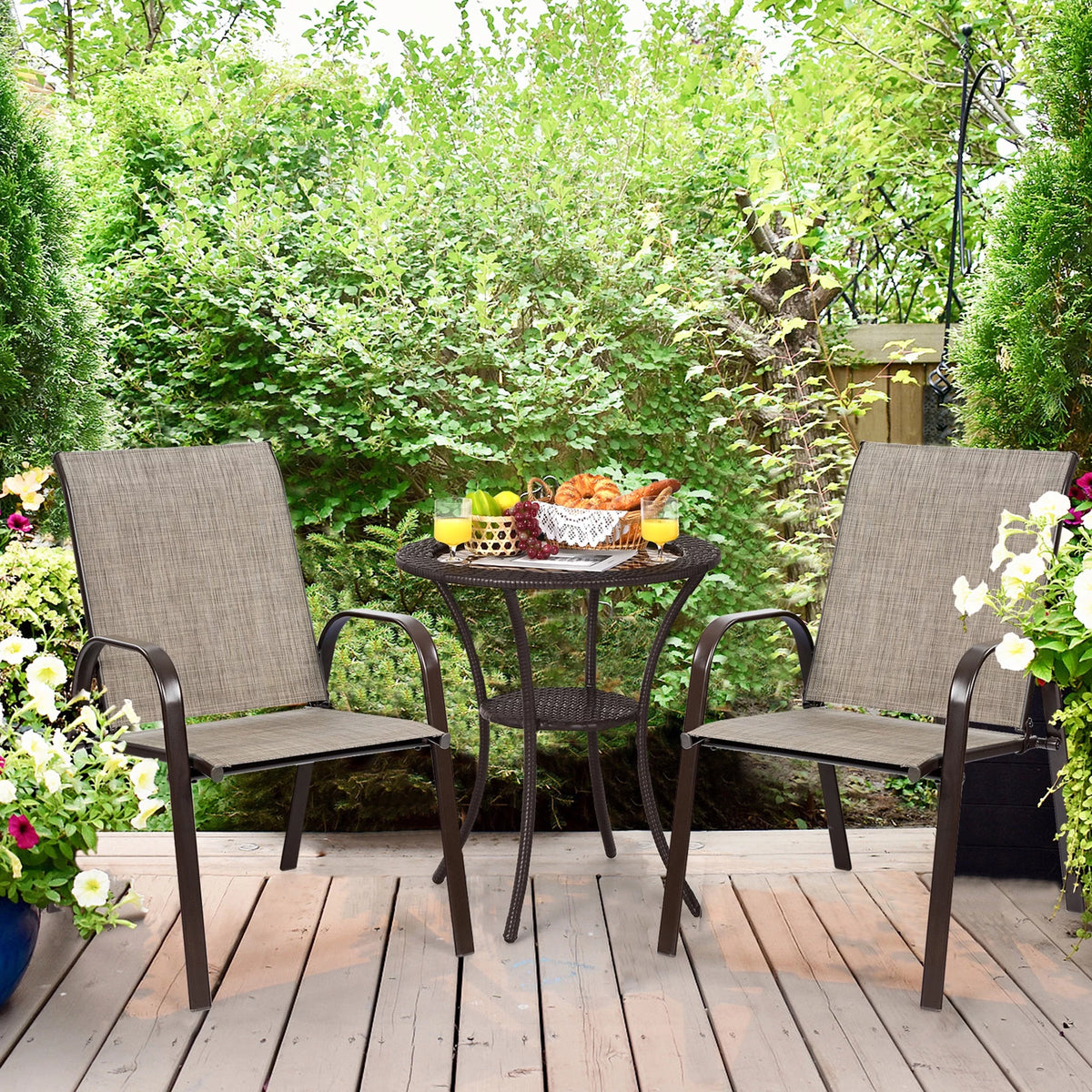 Set of 2 Grey Steel Patio Chairs H730