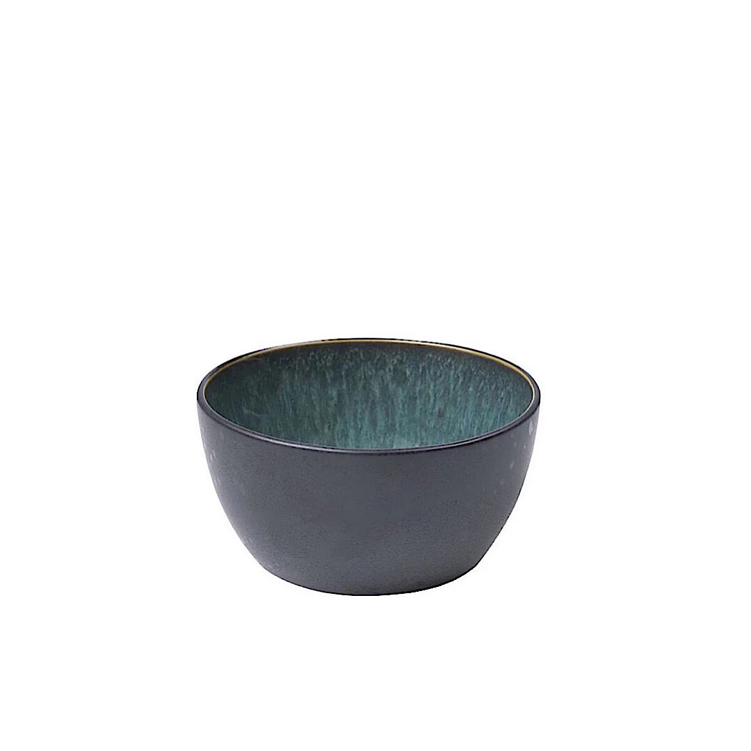 Stoneware Bowl 14cm Black Green H3250