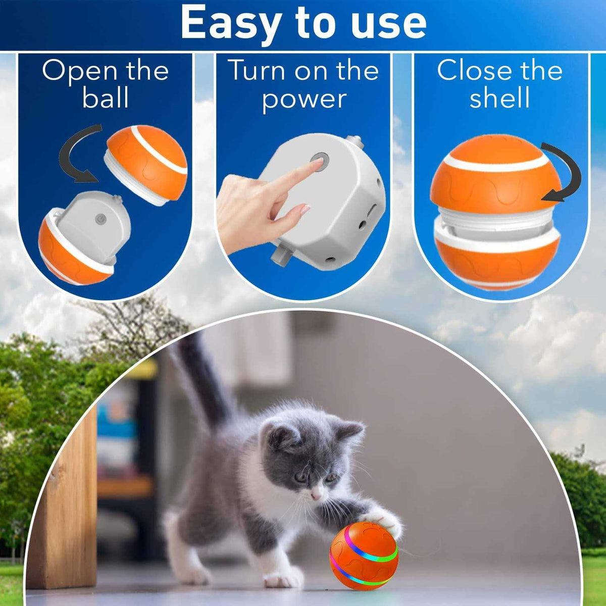 Interactive Dog Ball Toy with USB Charging & LED Lights F542