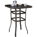 Black Bar Height Outdoor Bistro Table with Tempered Glass Tabletop N7340