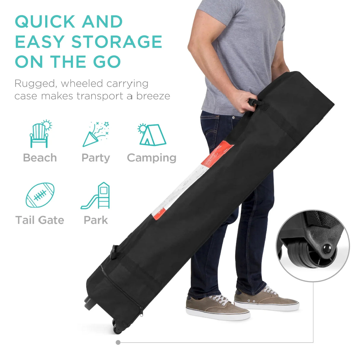 10x10ft Pop Up Canopy with Wheeled Case and 4 Weight Bags Q471