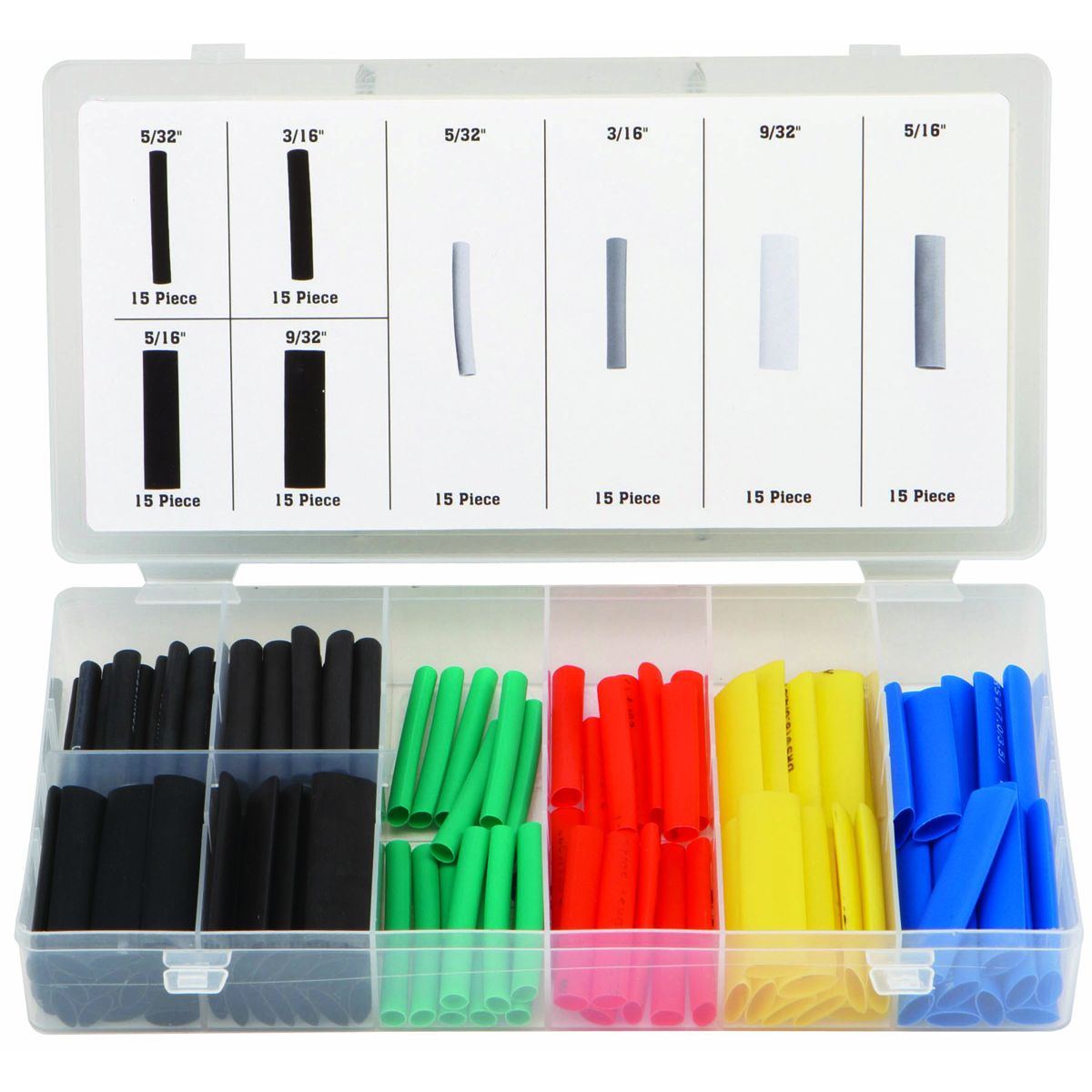 Heat-Shrink Tubing Assortment with Case, 120 Piece D433878