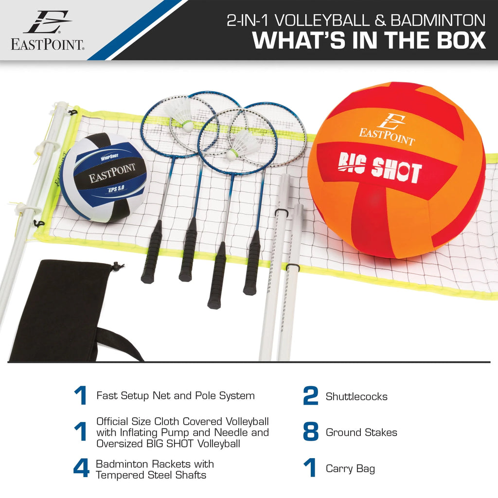 Volleyball and Badminton Combo Set with Adjustable Height Net D772565
