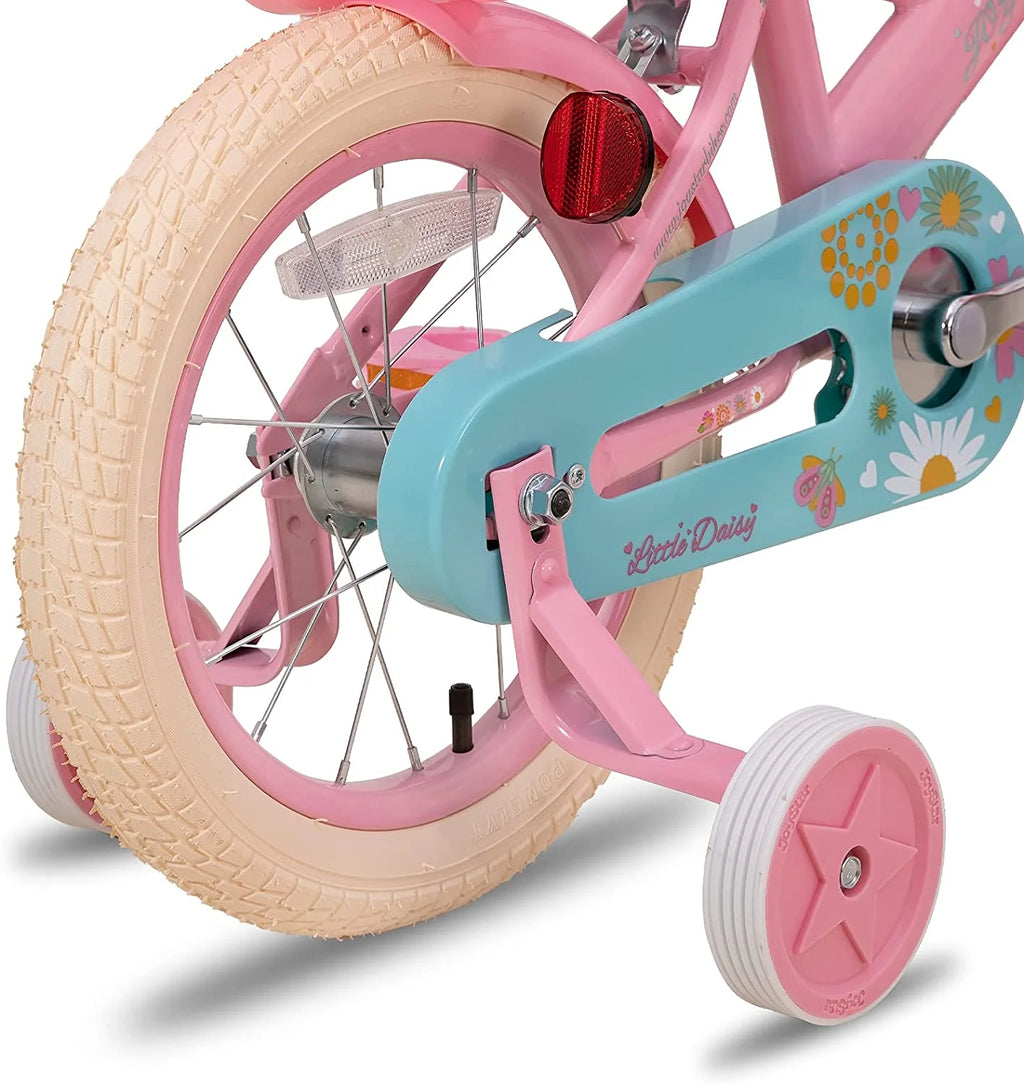 16 Inch Kids Bike with Training Wheels Basket White D775