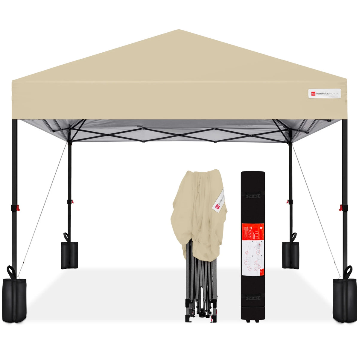 10x10ft Pop Up Canopy with Wheeled Case and 4 Weight Bags Q471