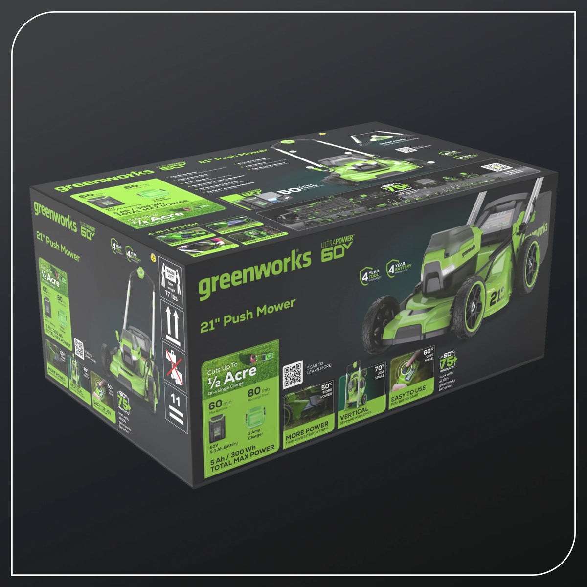 60V 21 Push Lawn Mower with Battery & Charger A32671