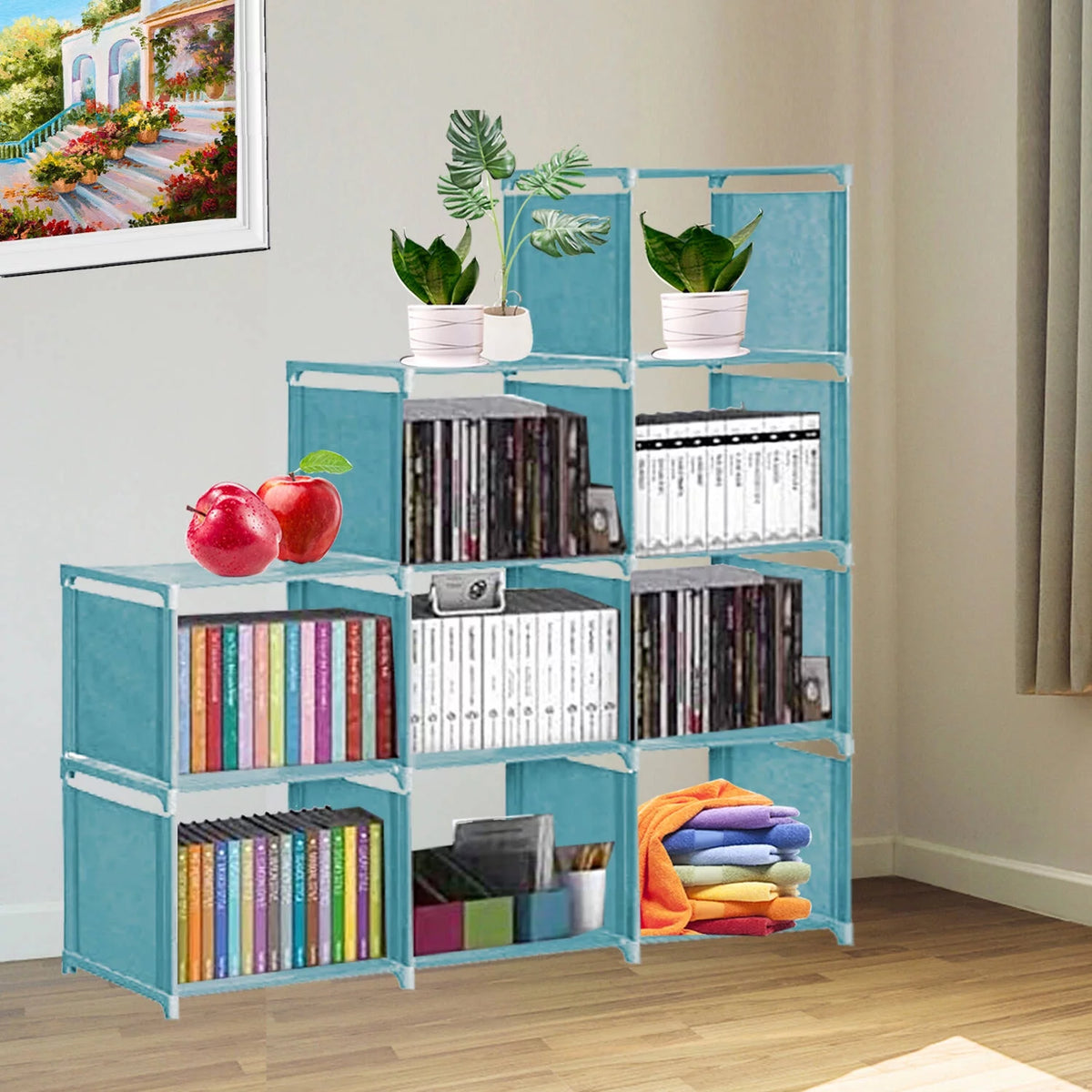 Blue 9 Cube Adjustable Bookcase V901