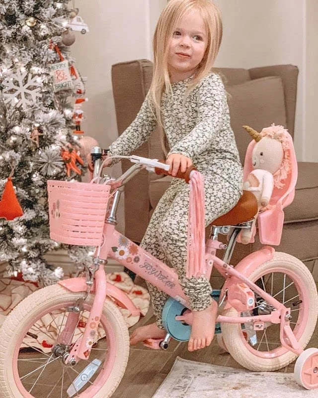 16 Inch Kids Bike with Training Wheels Basket White D775