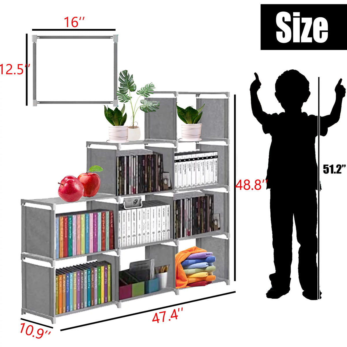 Blue 9 Cube Adjustable Bookcase V901