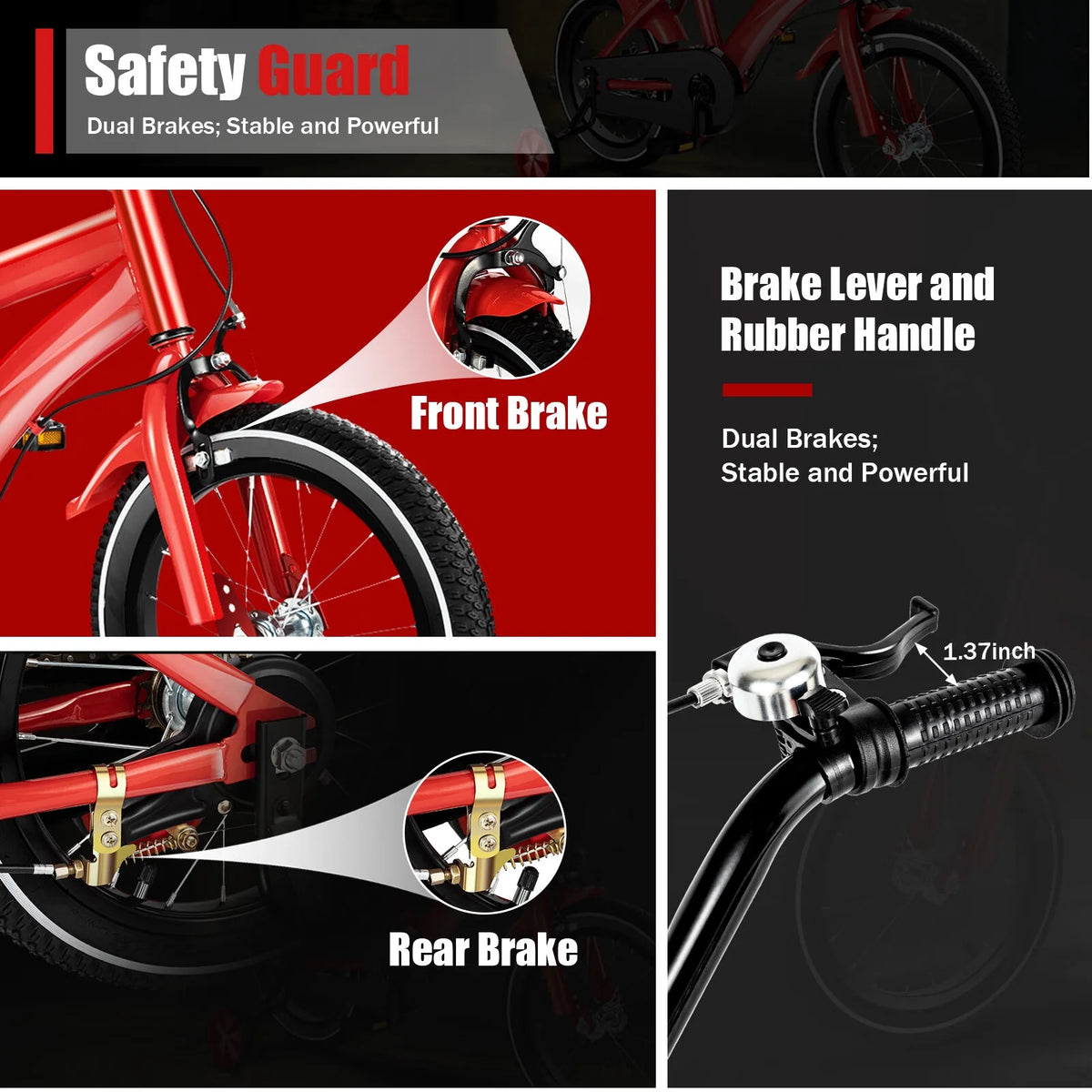 14 Inch Kids Bike with Training Wheels and Mudguards, Red Z8863