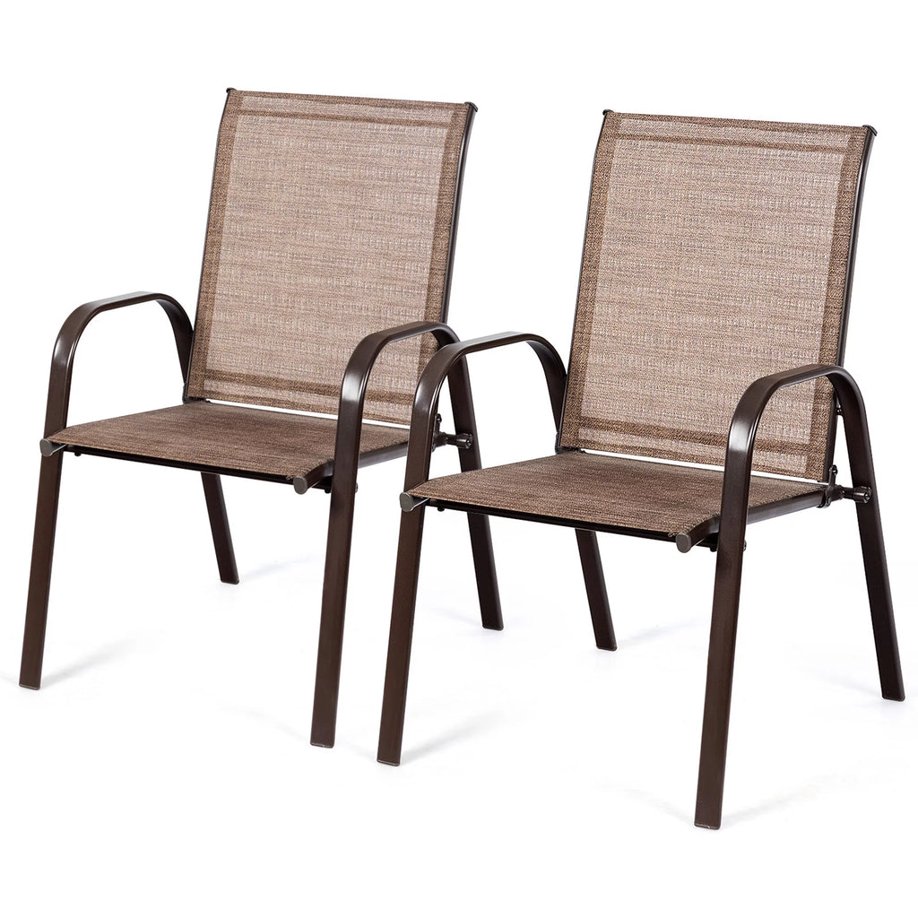 Set of 2 Grey Steel Patio Chairs H730