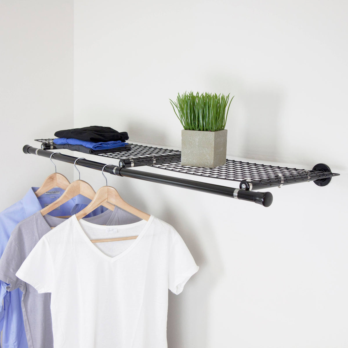 Black Double Shelf with Hanger W354