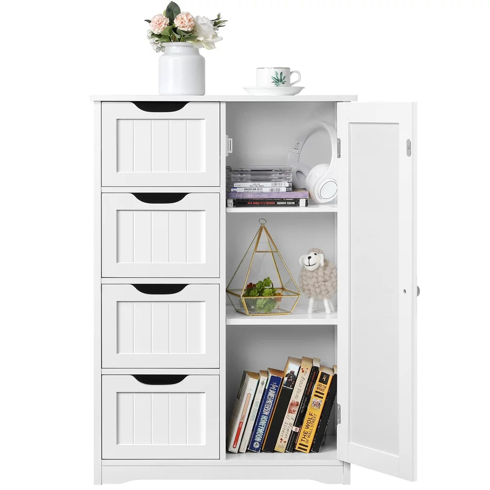 4 Drawers Cupboard White Bathroom Storage Cabinet E2517