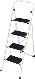 Folding 4-Step Ladder 330 lbs Capacity Steel Frame W903627