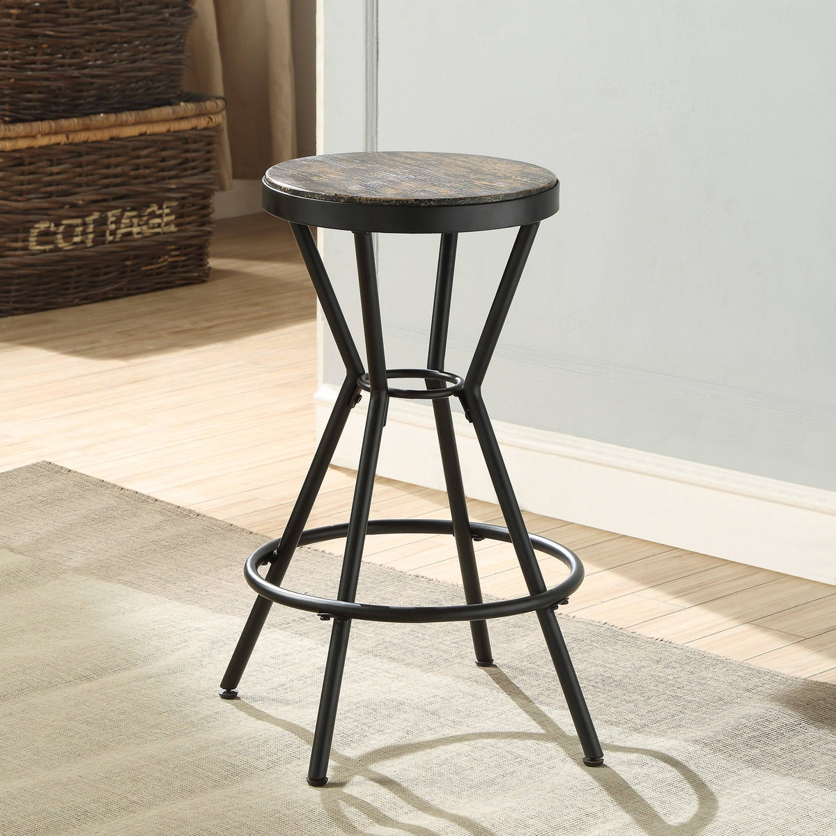 Black Industrial Vintage Bar Stool W72514